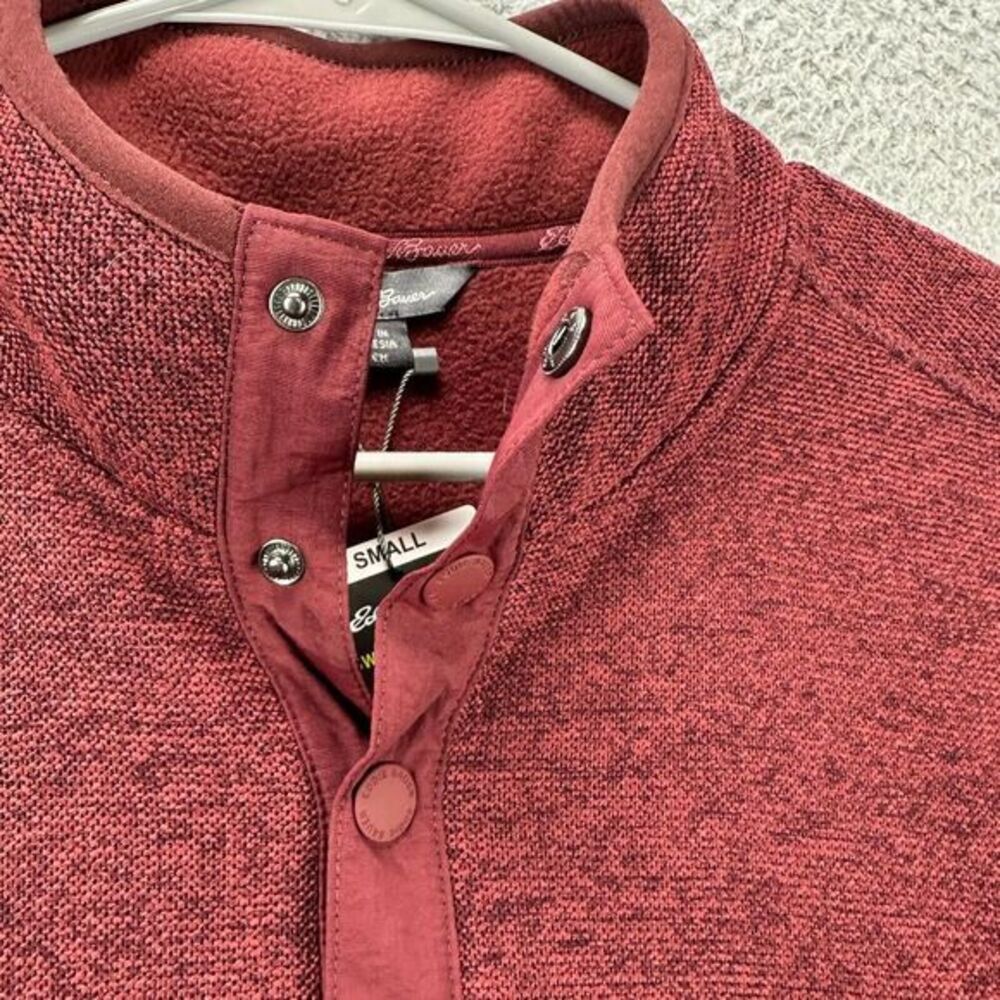 Eddie Bauer Sweater Mens Small Maroon Knit Fleece‎ Snap Pullover Classic Fit NEW - Picture 10 of 13